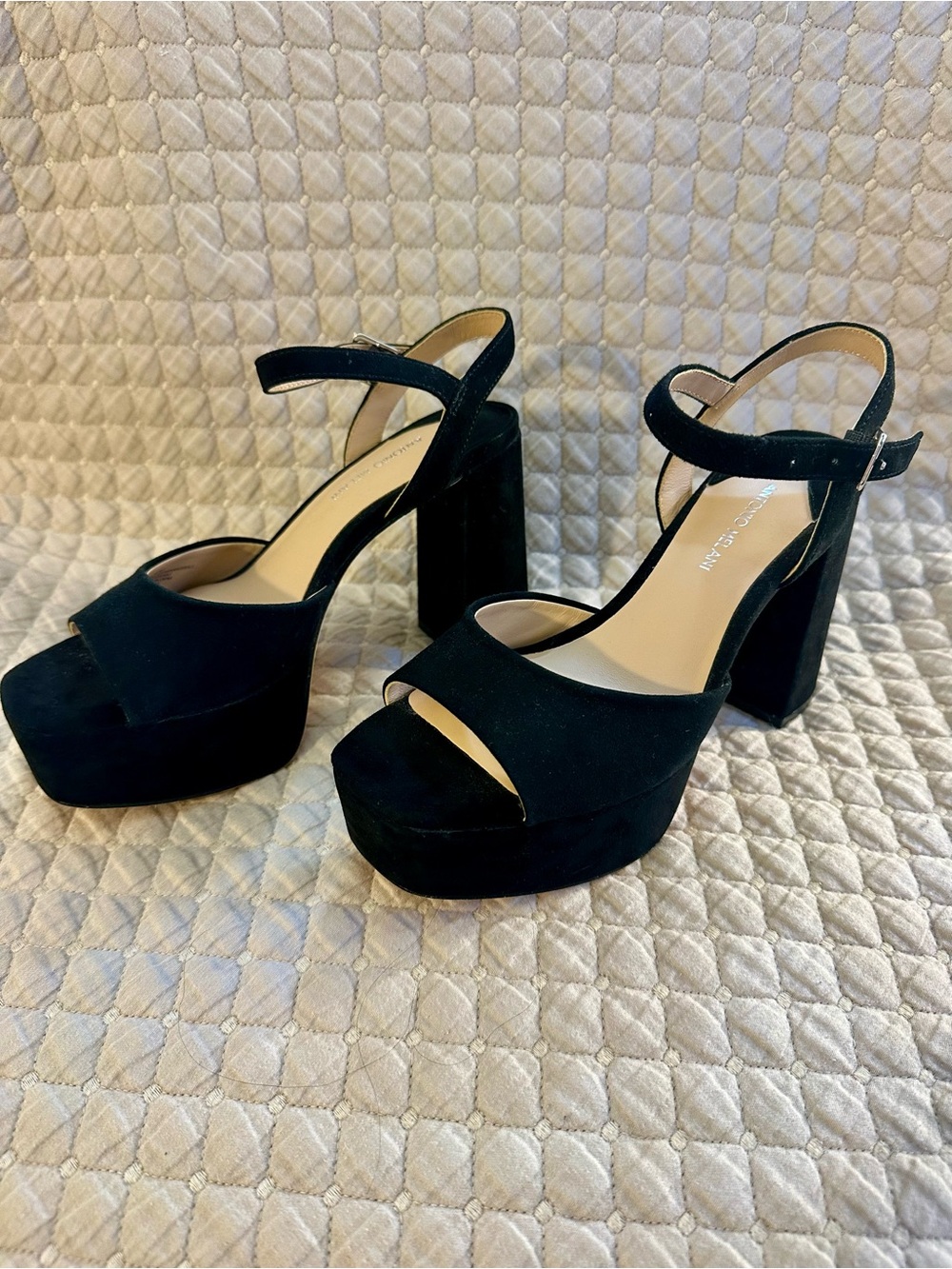 Antonio Melani Bonny Black Open Toe Platform Sandals Size 6M